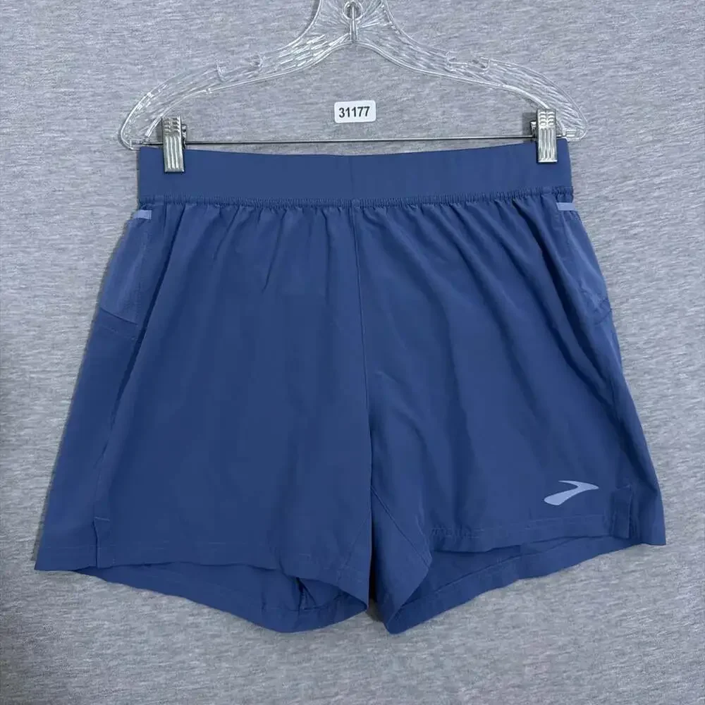 Brooks Men’s Size Medium Blue 5" Inseam Run Happy Sherpa Lined Shorts